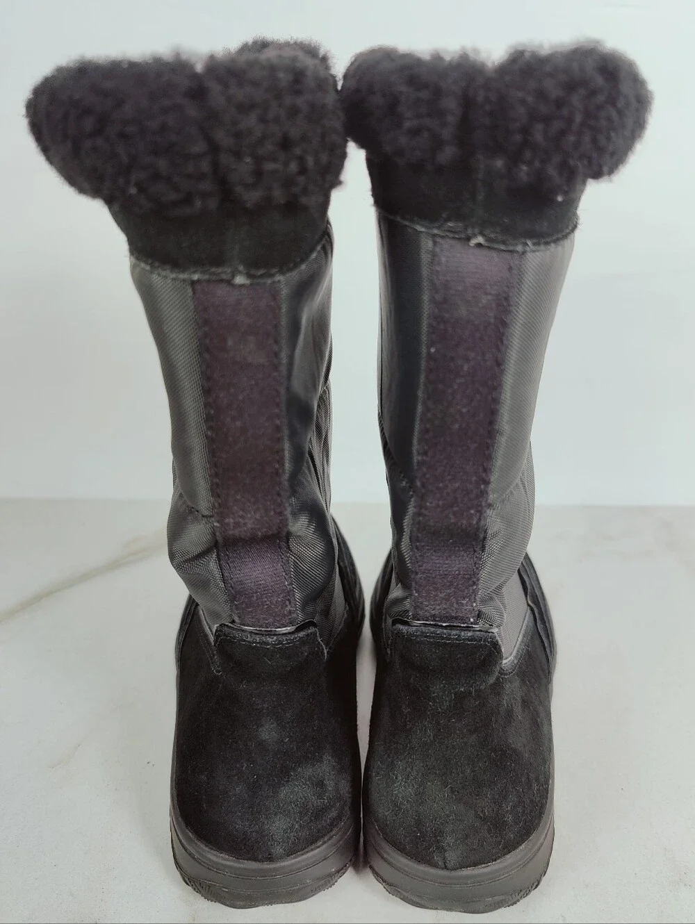 Coach Sherman Suede Nylon Winter Boots, Black, Sz 6.5